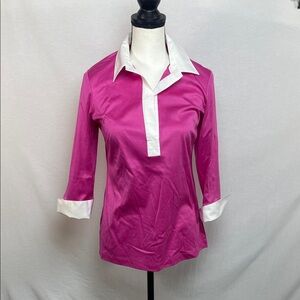 NWOT Leggiadro Pink and White top